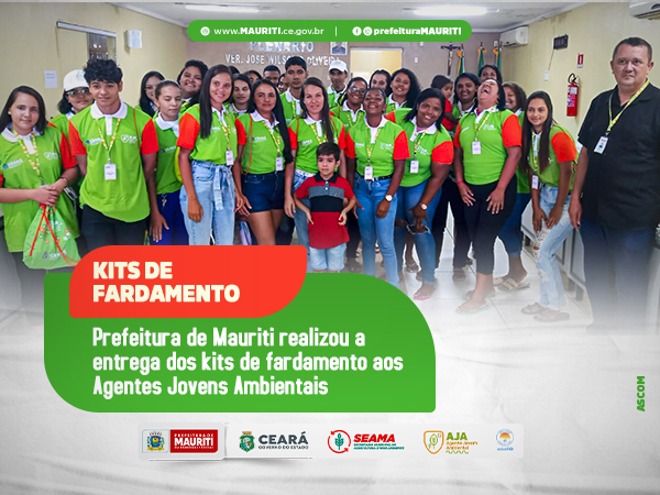 PREFEITURA DE MAURITI REALIZOU A ENTREGA DOS KITS DE FARDAMENTO AOS AGENTES JOVENS AMBIENTAIS