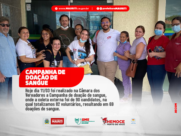 FOI REALIZADO NA CÂMARA DOS VEREADORES A CAMPANHA DE DOAÇÃO DE SANGUE